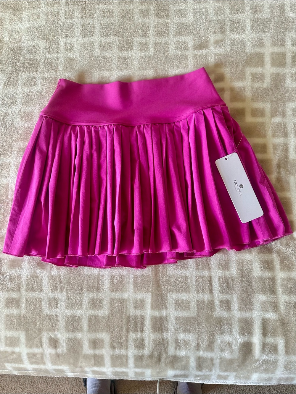 CRZ YOGA Pleated Skater Skirt in Fuchsia Pink